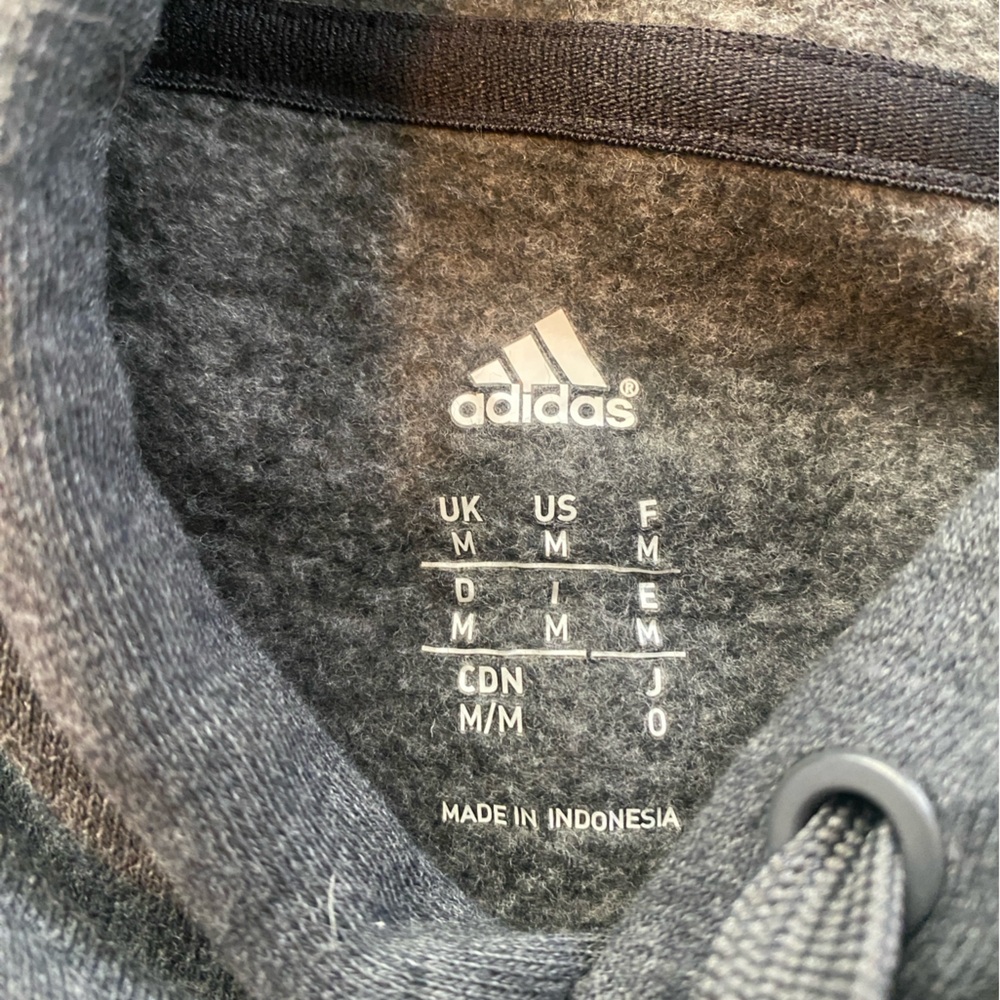 Adidas Men's Dark Gray Hoodie with bright orange  Logo , SIZE MEDIUM - Picture 6 of 10